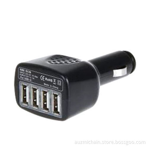 4 USB Car Charger for iPad, iPhone, iPod, MP3 Player